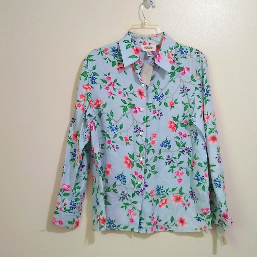 Talbots 100%Linen Women's 10 button up Blouse Tops